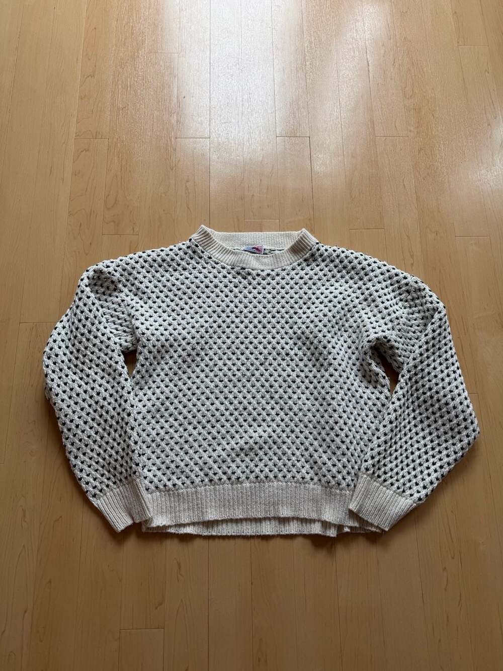 90s American Spirit Sweater Size Large White Green Knit